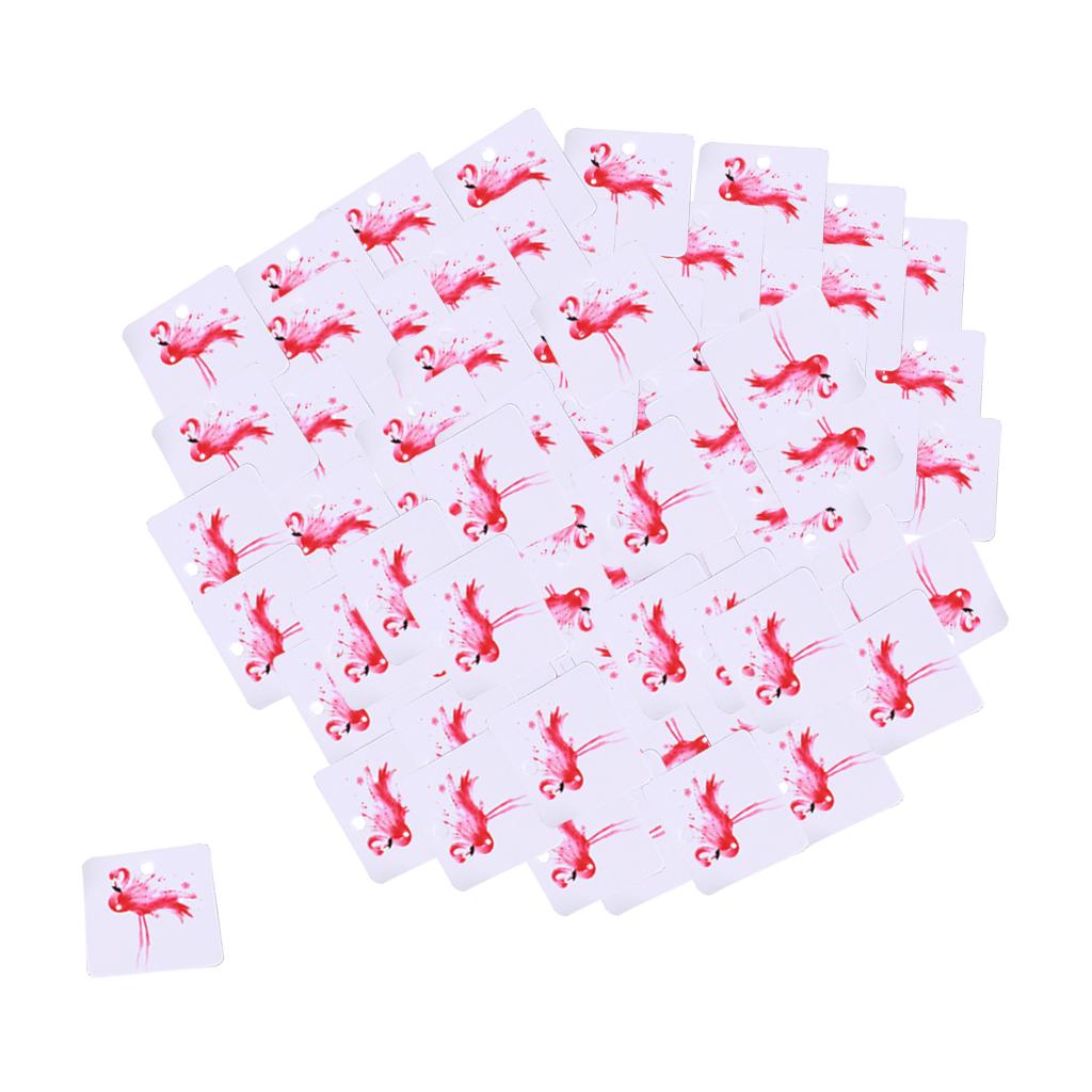 100pcs Jewelry Display Cards Earring Ear Studs Hanging Holder Flamingo