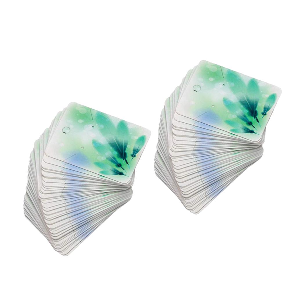 5*7 cm Color Printing Creative Earring Packaging Cards Green Feathers