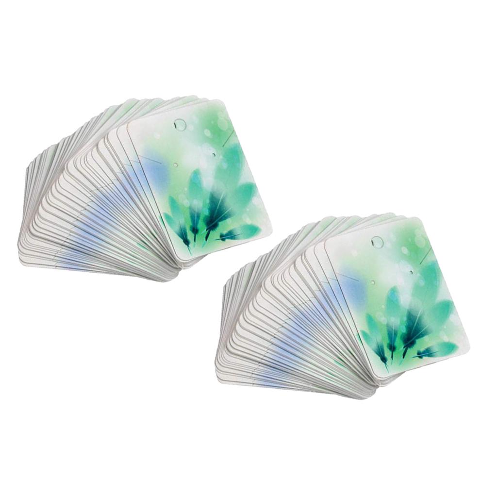 5*7 cm Color Printing Creative Earring Packaging Cards Green Feathers