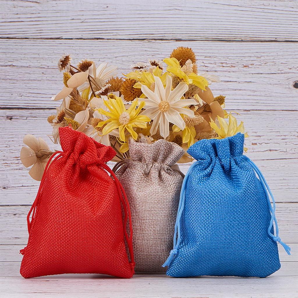 40 Pcs Assorted Size and Color Linens Drawstring Bags Burlap Bag Snack Sacks Jewelry Pouches Wedding Party Christmas Favor Gift Bags