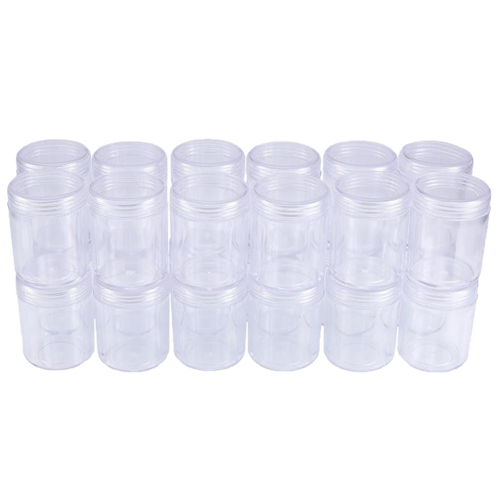 24 Pieces Bead Container Clear Plastic Storage Jar Set for Nail Arts Crafts