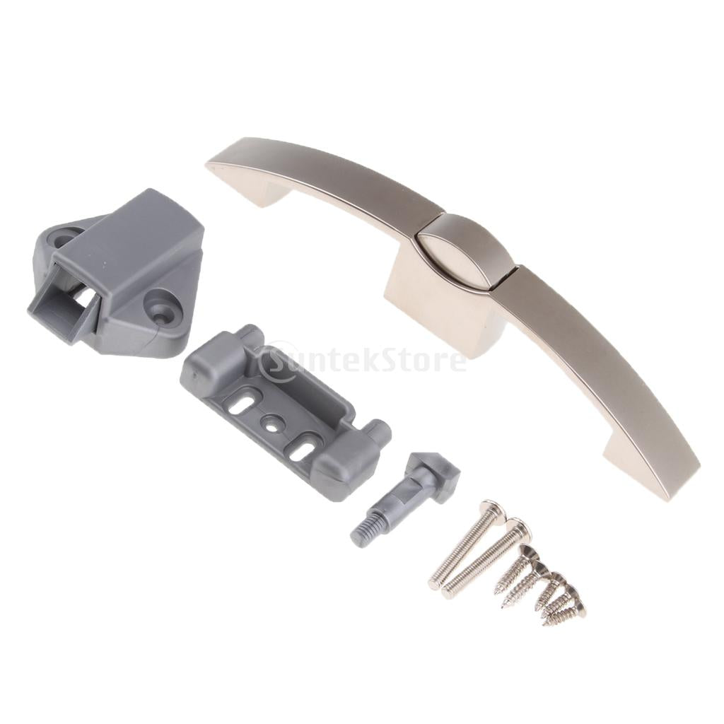 Push Button Pull Handle Latch Lock for Door Cabinet RV Pearl Nickel 128mm