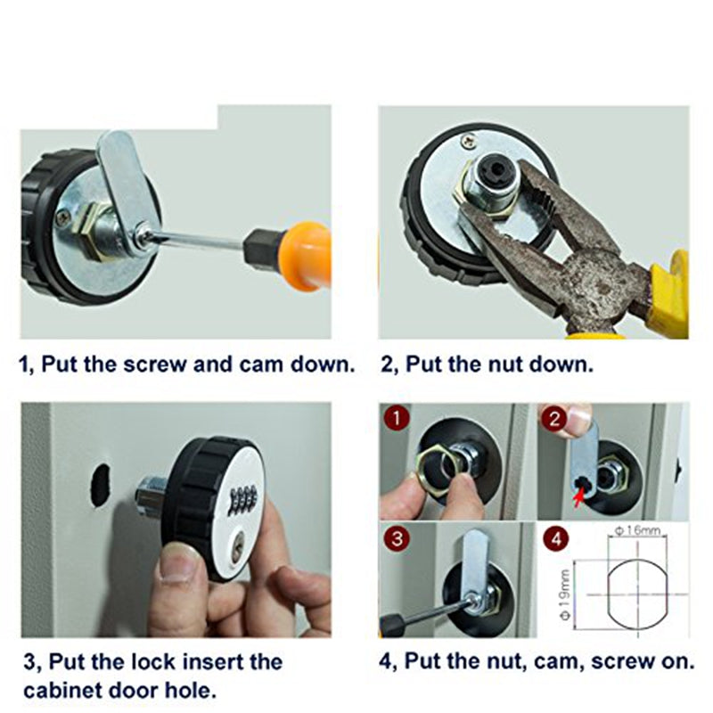 Combination Cam Lock Tongue Camlock for Mailbox Cabinet Door Gold 20mm