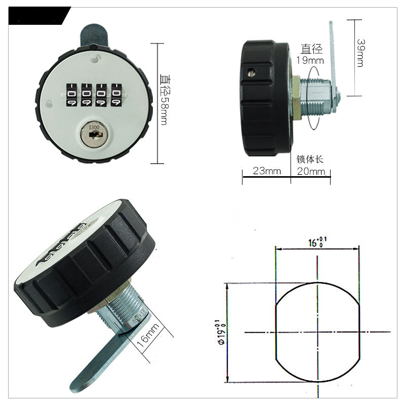 Combination Cam Lock Tongue Camlock for Mailbox Cabinet Door Gold 20mm