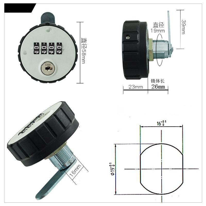 Combination Cam Lock Tongue Camlock for Mailbox Cabinet Door Gold 26mm