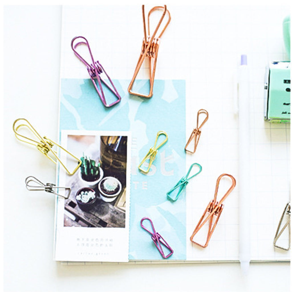 10 Pieces Decorative Metal Binder Grip Clip Office Paper Letter  Purple S