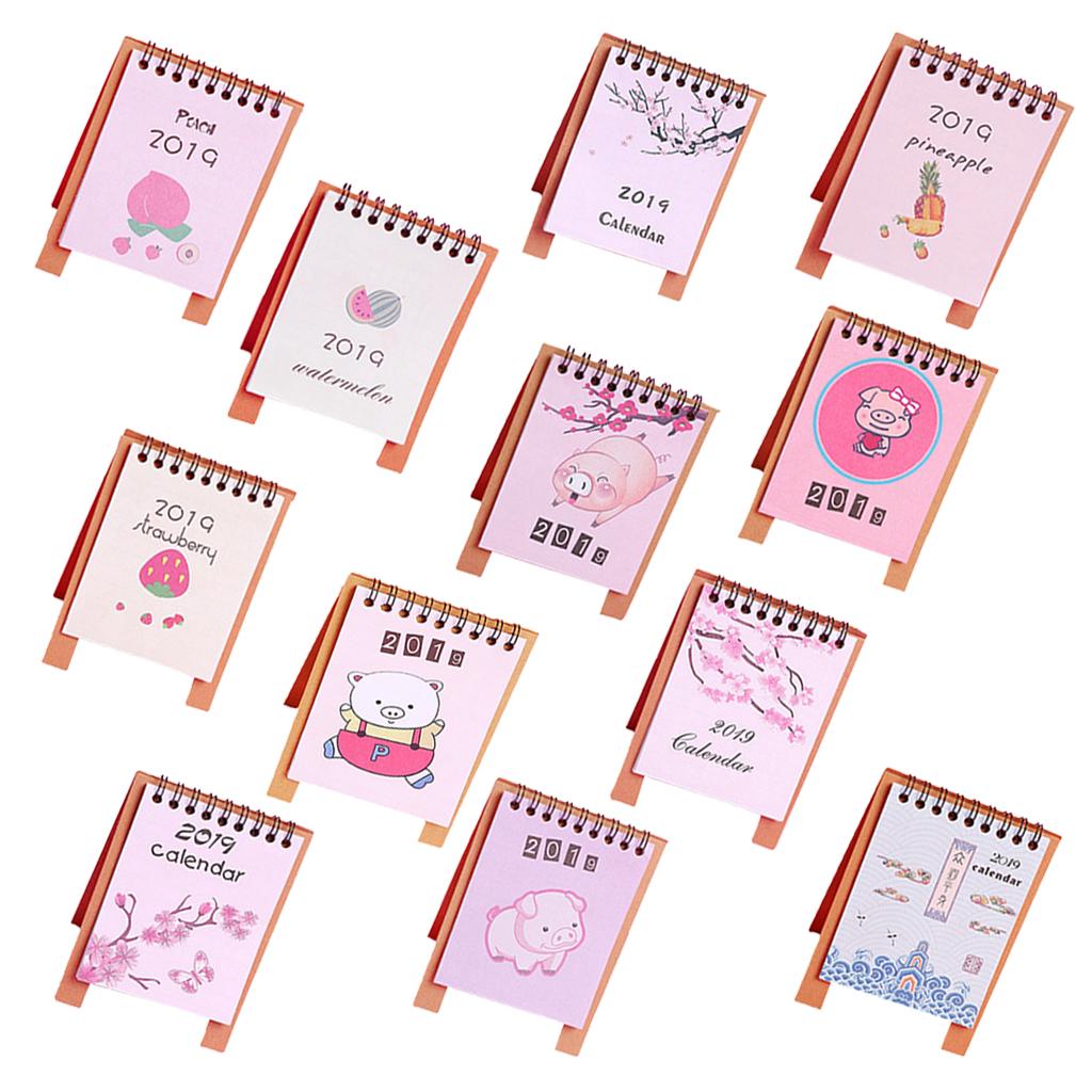 Cute Desk Calendar 2019 Monthly Piggy Fruit Chinese Traditional Style 1