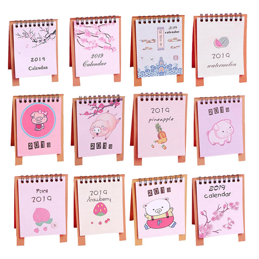 Cute Desk Calendar 2019 Monthly Piggy Fruit Chinese Traditional Style 1