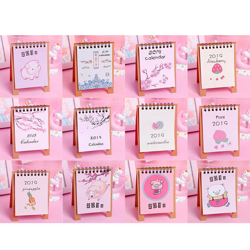 Cute Desk Calendar 2019 Monthly Piggy Fruit Chinese Traditional Style 1