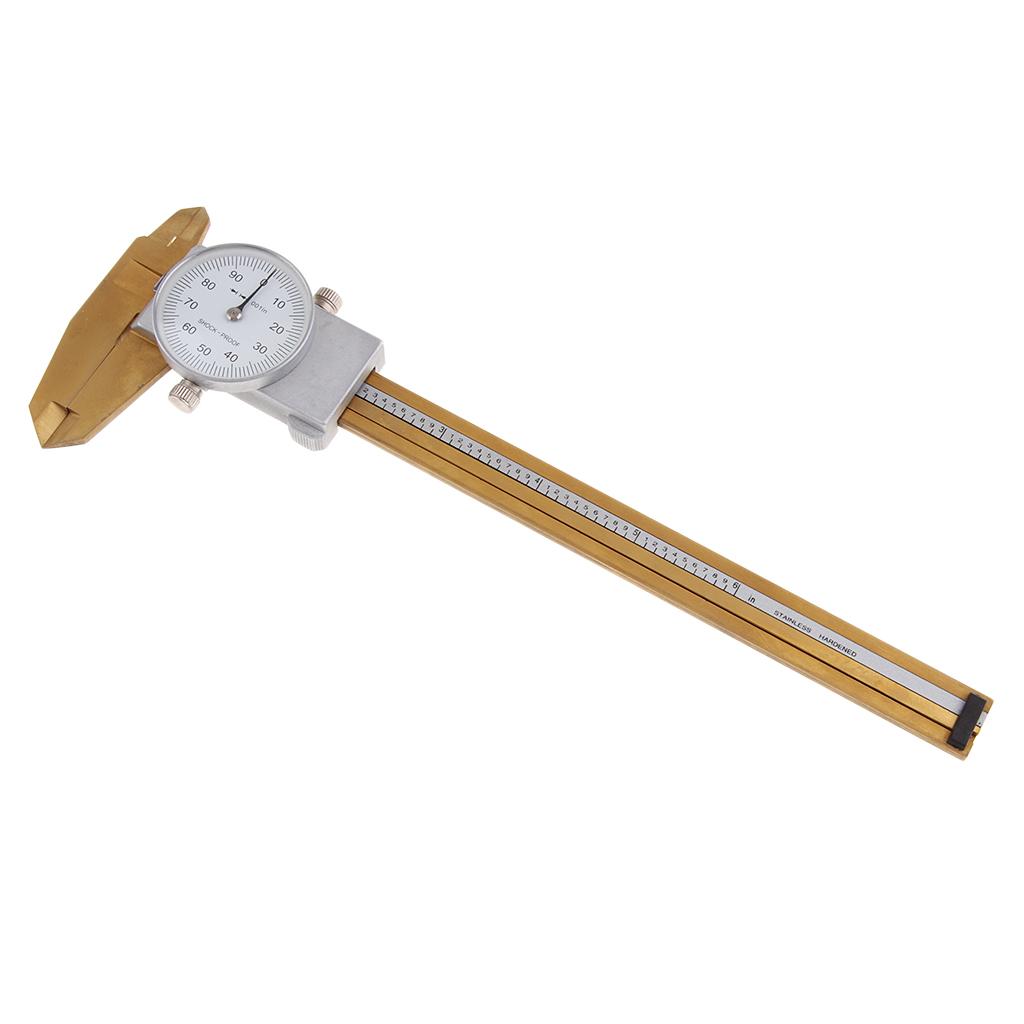 Stainless Steel Dial Caliper Vernier Gauge Micrometer Measure 0-6inch Gold