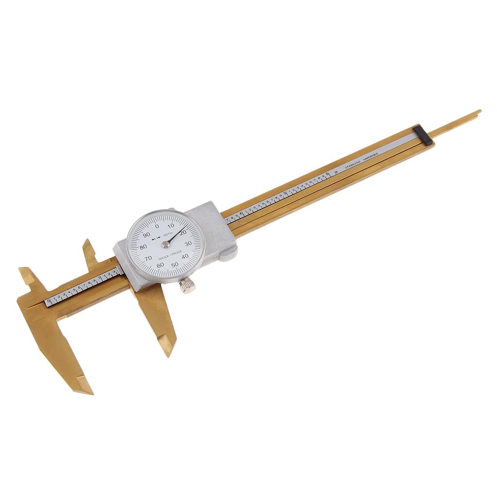 Stainless Steel Dial Caliper Vernier Gauge Micrometer Measure 0-6inch Gold