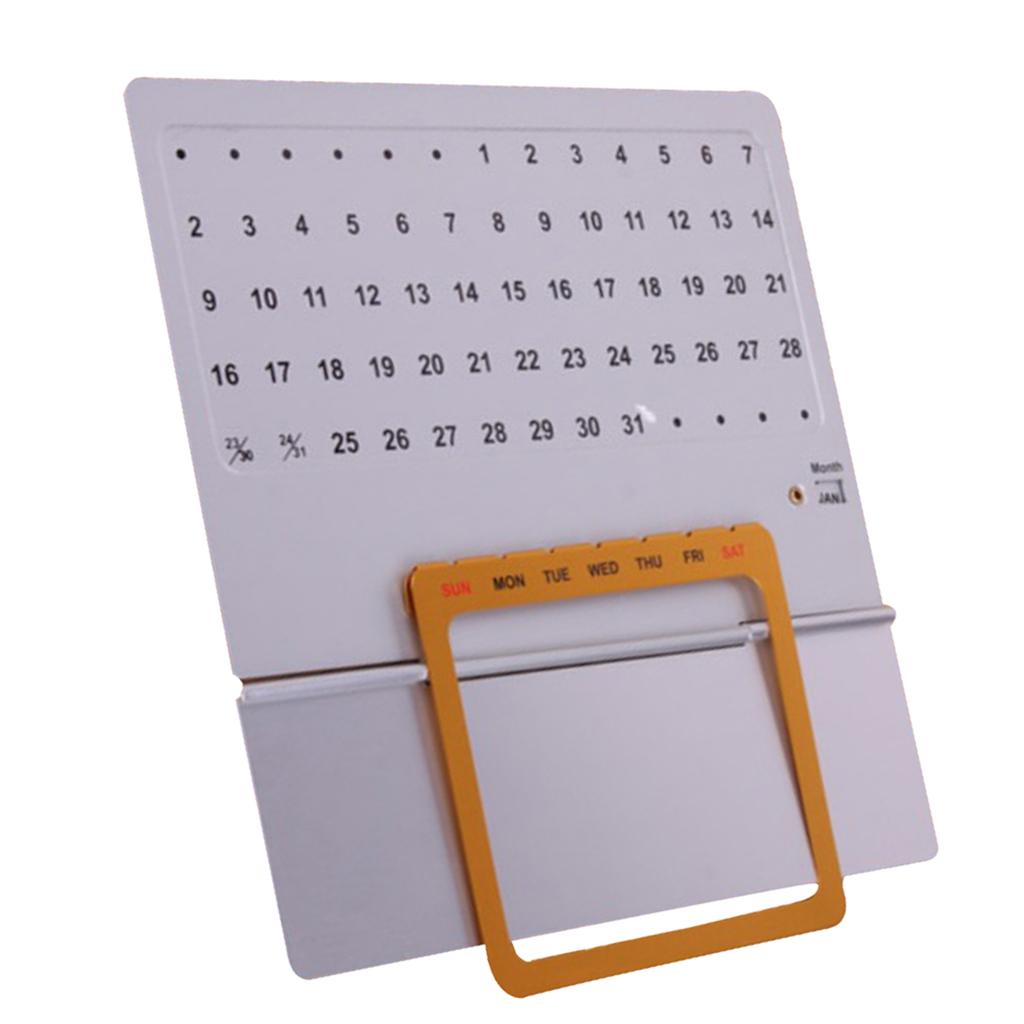 Aluminum Hand Slide Perpetual Calendar Reusable Office Home Desk Decoration