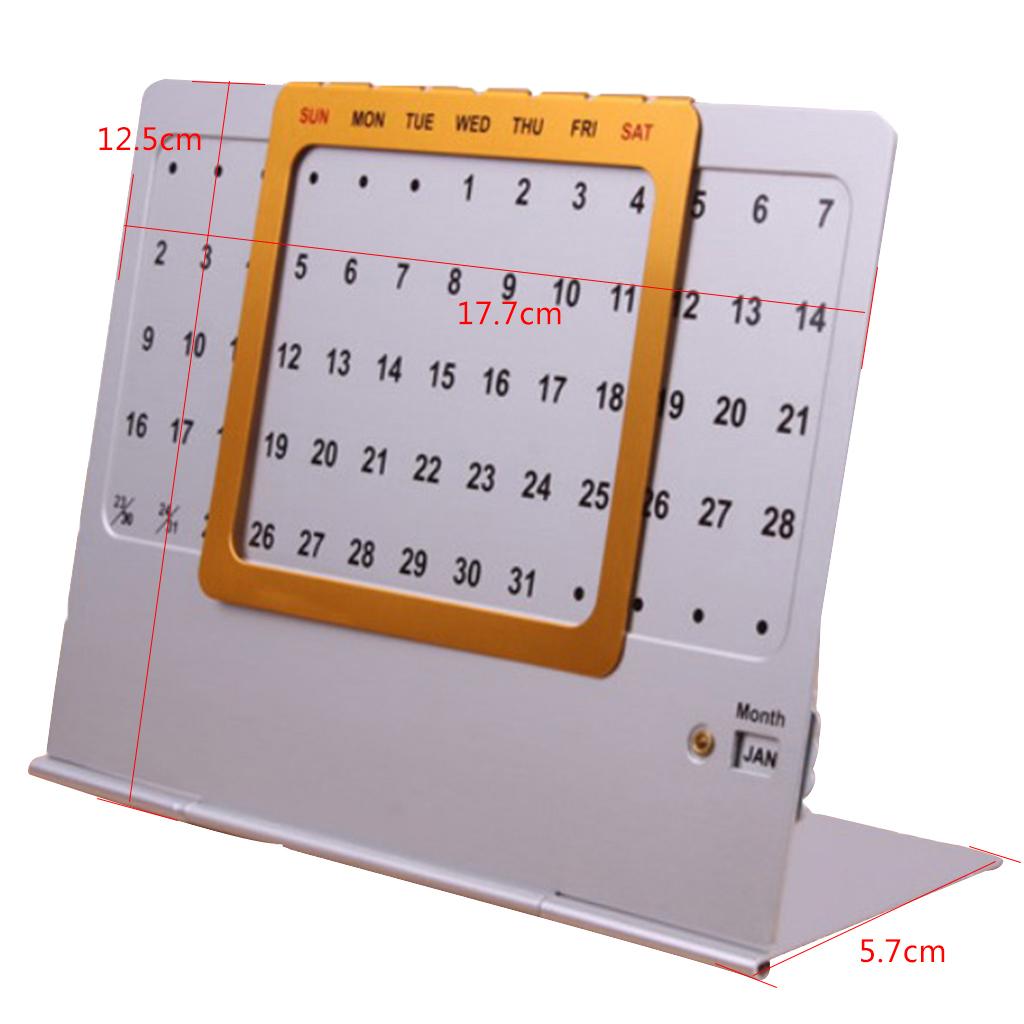 Aluminum Hand Slide Perpetual Calendar Reusable Office Home Desk Decoration