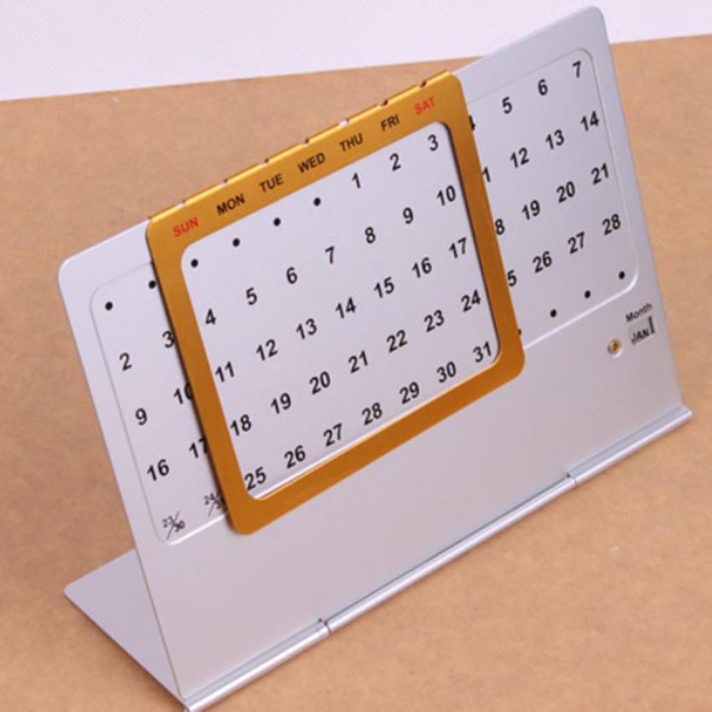 Aluminum Hand Slide Perpetual Calendar Reusable Office Home Desk Decoration