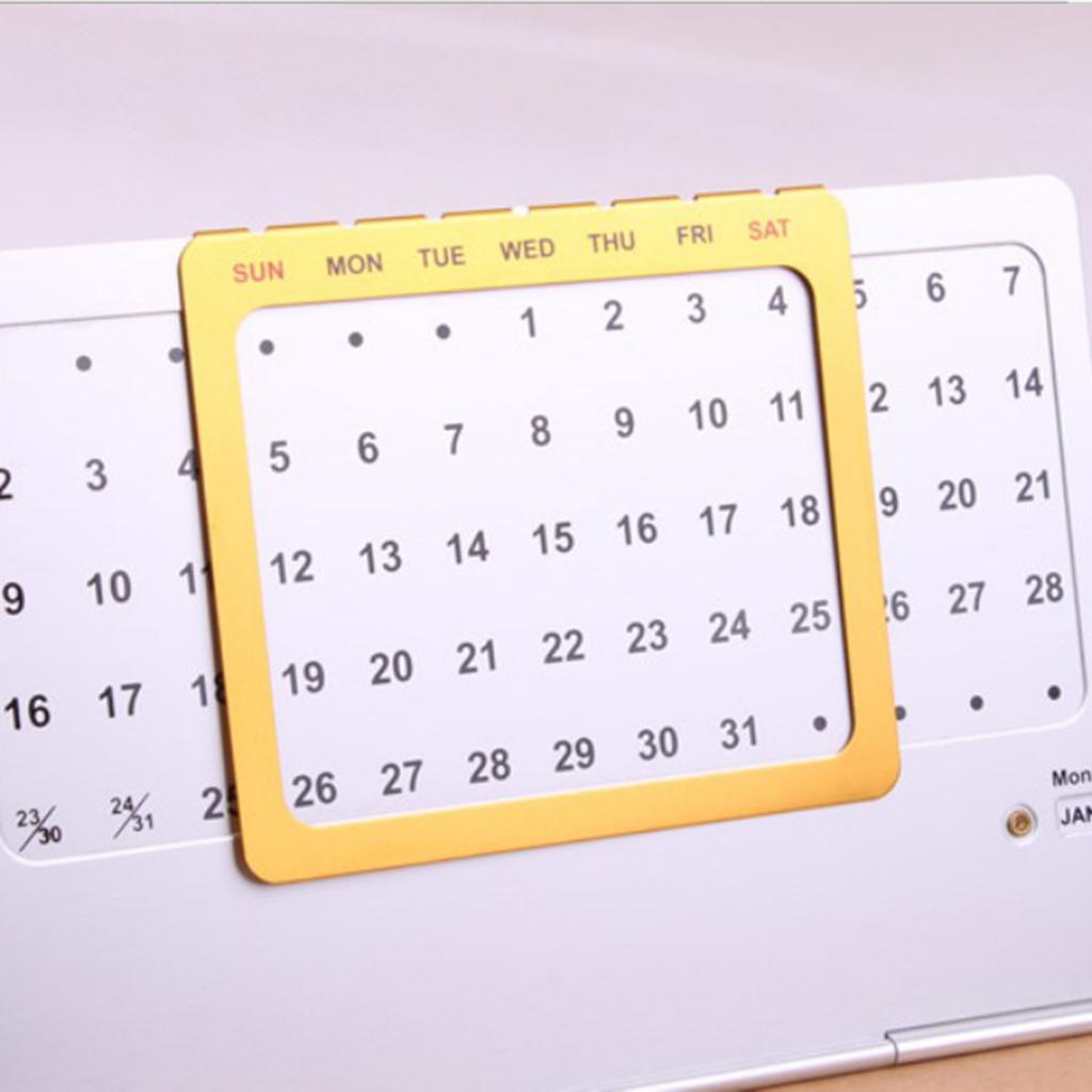 Aluminum Hand Slide Perpetual Calendar Reusable Office Home Desk Decoration