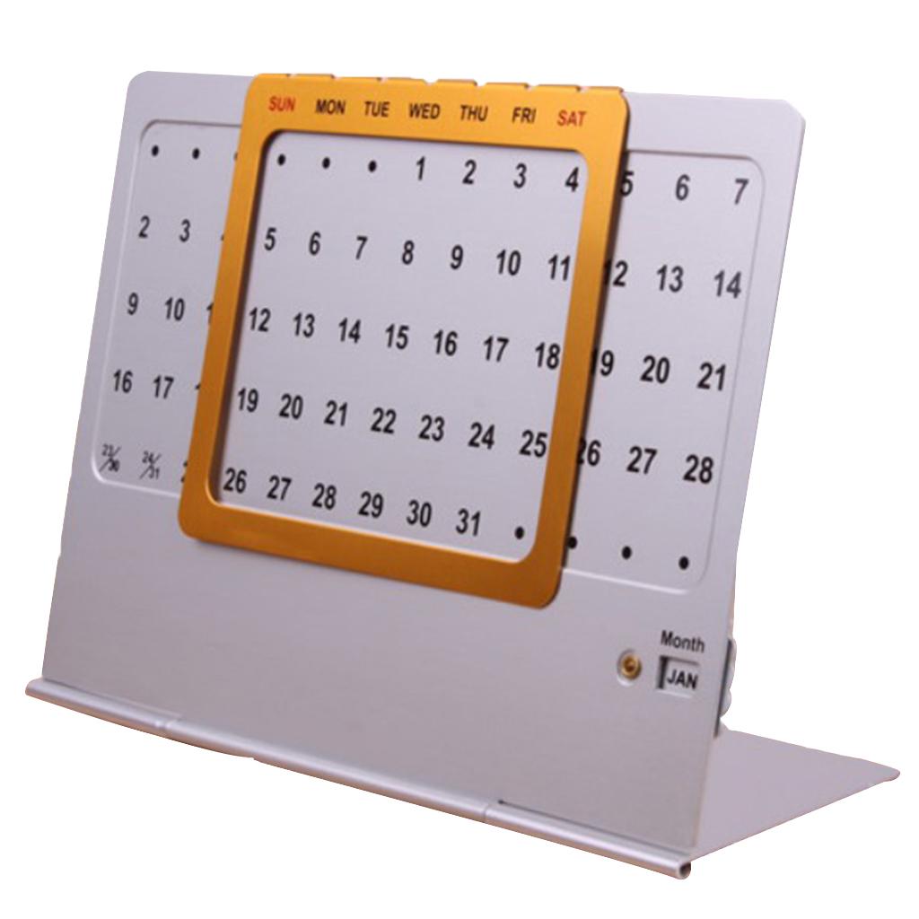 Aluminum Hand Slide Perpetual Calendar Reusable Office Home Desk Decoration