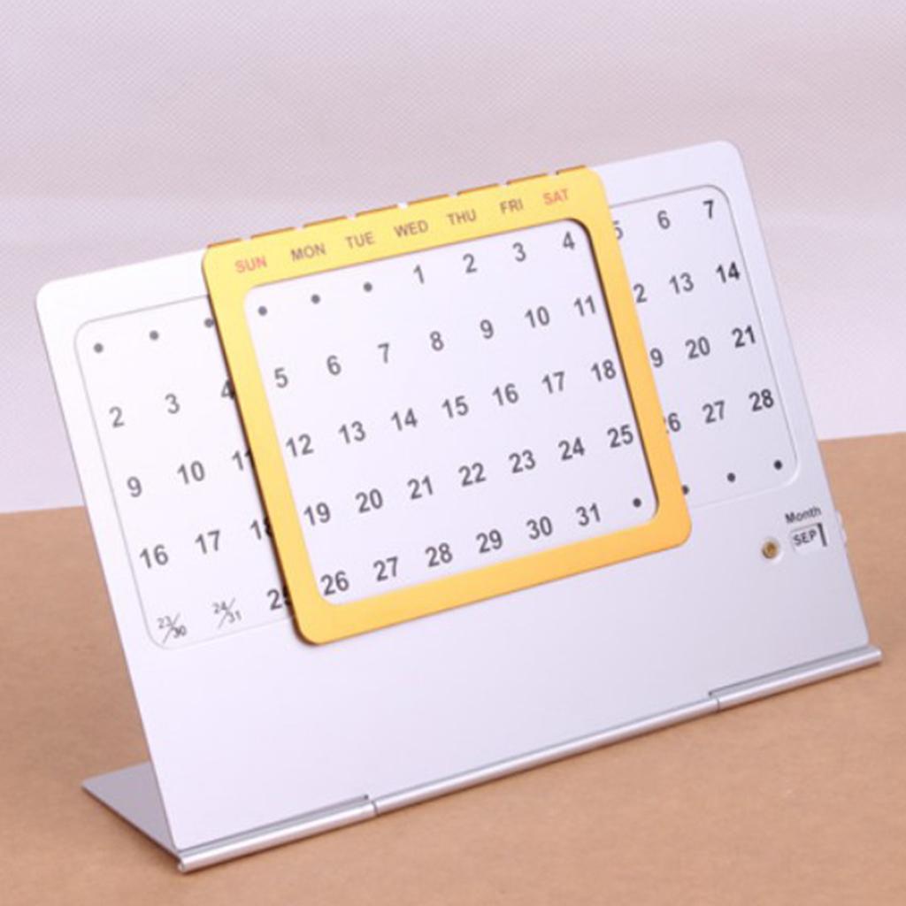 Aluminum Hand Slide Perpetual Calendar Reusable Office Home Desk Decoration