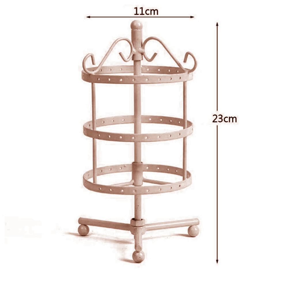 3-tier Rotating Metal Jewelry Display Rack Earrings Storage 72 Holes Bronze