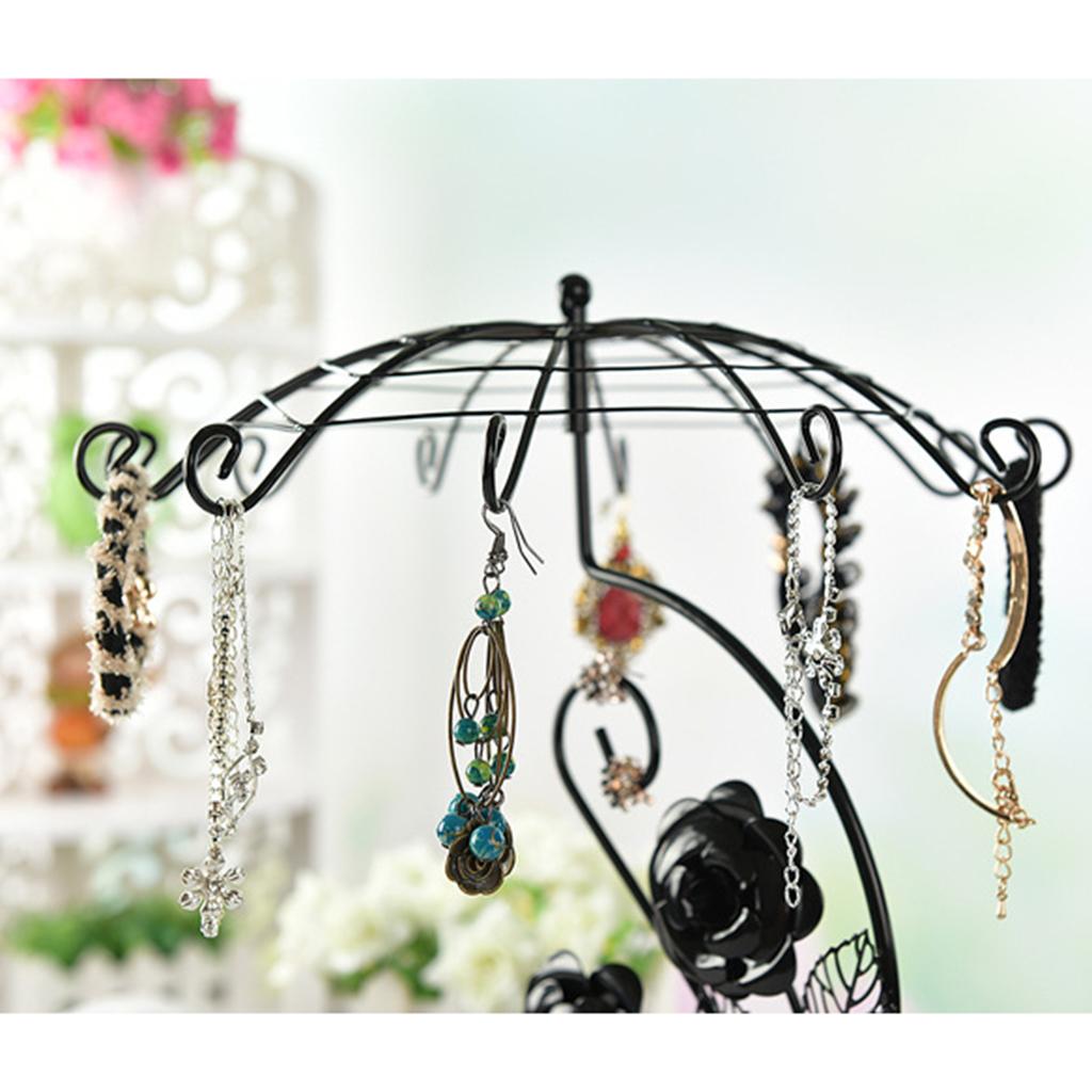 Creative Metal Jewelry Display Rack Earring Necklace Bangle Storage Black