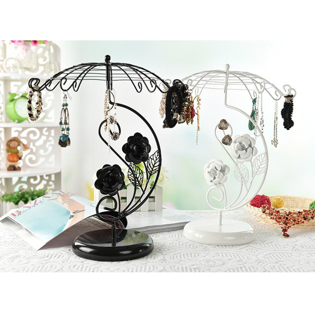 Creative Metal Jewelry Display Rack Earring Necklace Bangle Storage Black