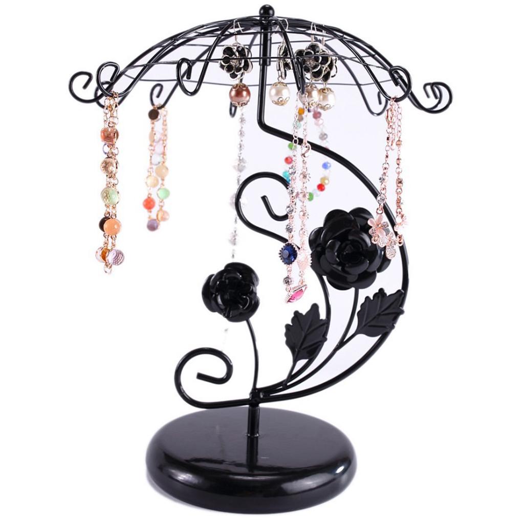 Creative Metal Jewelry Display Rack Earring Necklace Bangle Storage Black