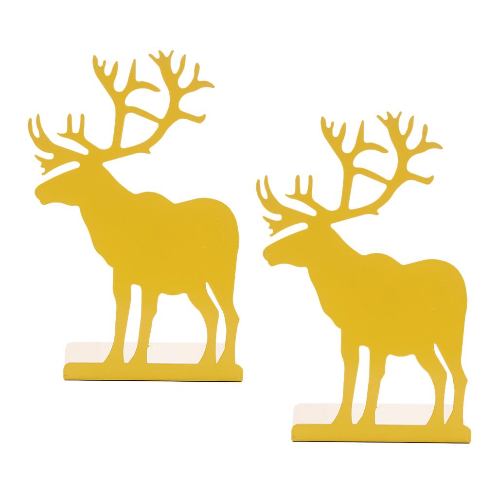 2 Pieces Cartoon Elk Pattern Bookends Office School Home Book Stand Yellow