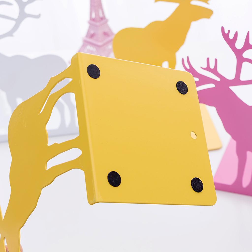 2 Pieces Cartoon Elk Pattern Bookends Office School Home Book Stand Yellow