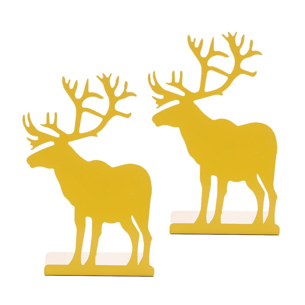 2 Pieces Cartoon Elk Pattern Bookends Office School Home Book Stand Yellow