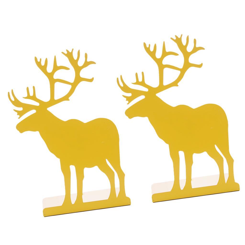 2 Pieces Cartoon Elk Pattern Bookends Office School Home Book Stand Yellow