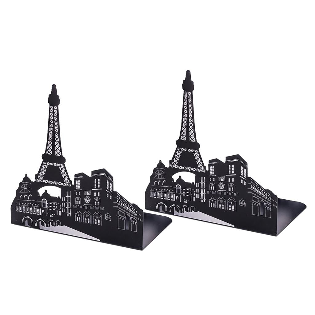 2 Pieces Office School Bookend Library Desk Book Stand Romantic Urban Tower