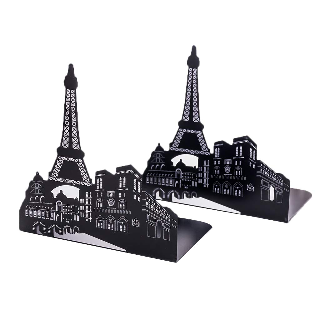 2 Pieces Office School Bookend Library Desk Book Stand Romantic Urban Tower