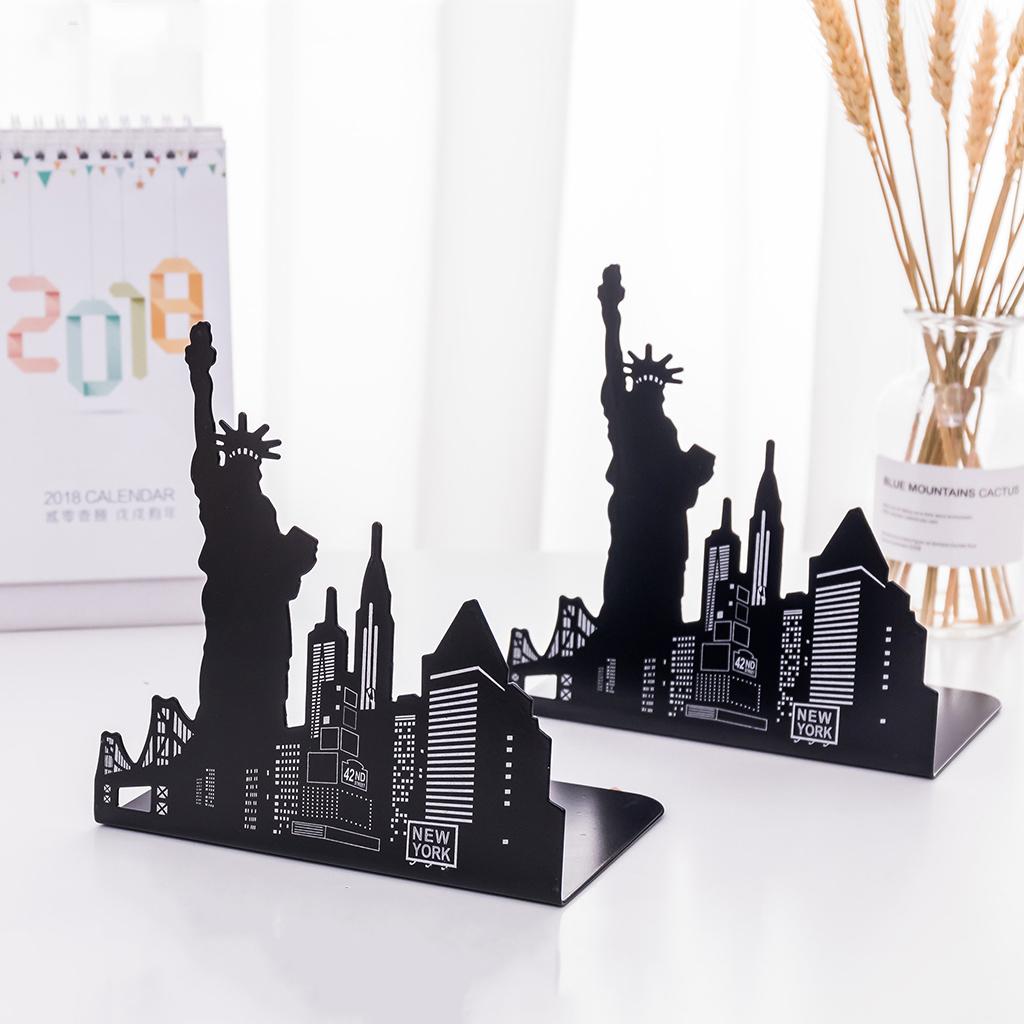 2 Pieces Office School Bookend Library Desk Book Stand Statue of Liberty