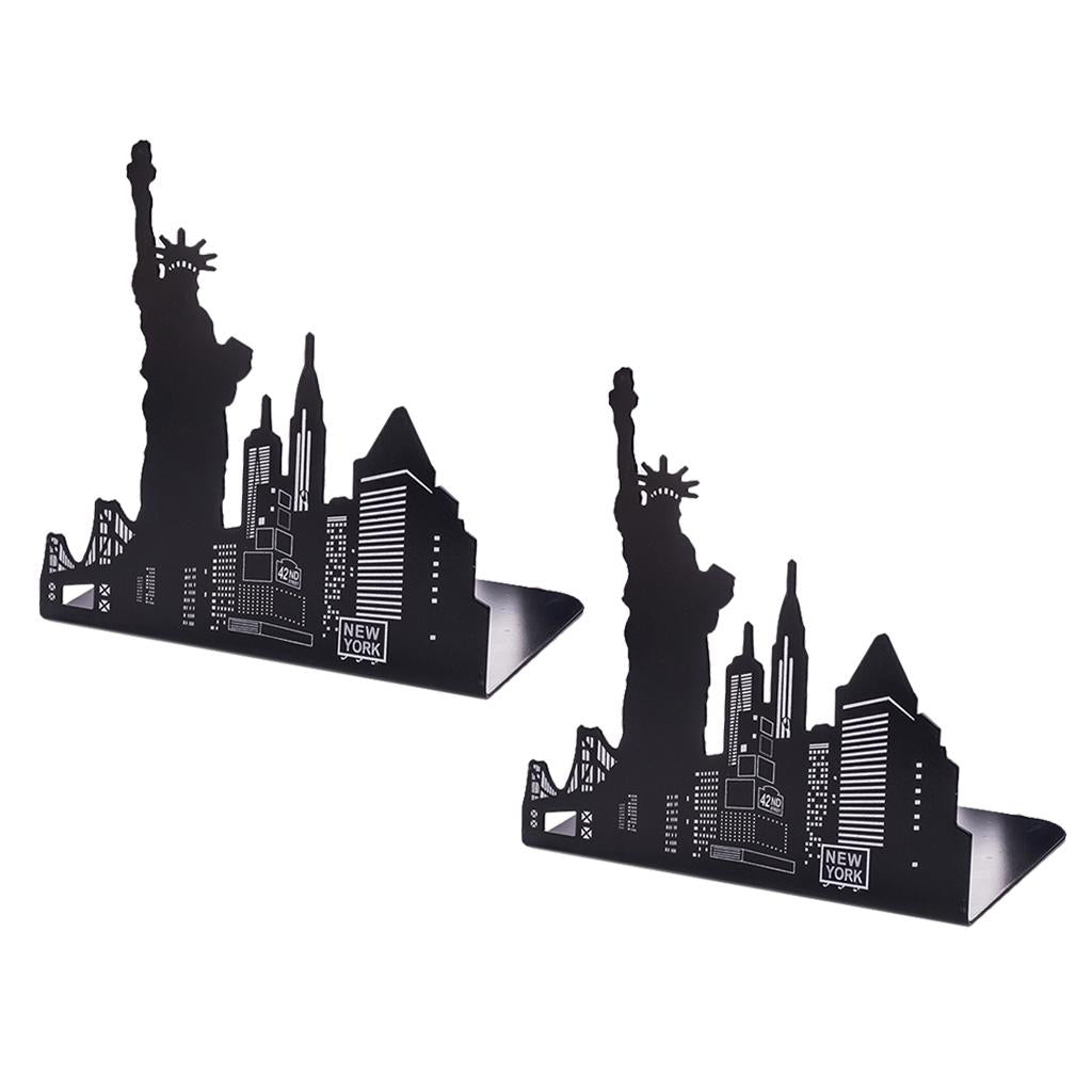 2 Pieces Office School Bookend Library Desk Book Stand Statue of Liberty