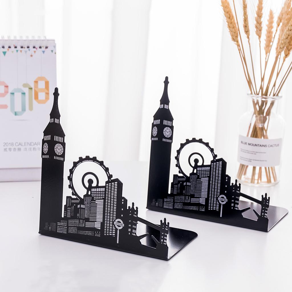 2 Pieces Office School Bookend Library Desk Book Stand Ferris Wheel City