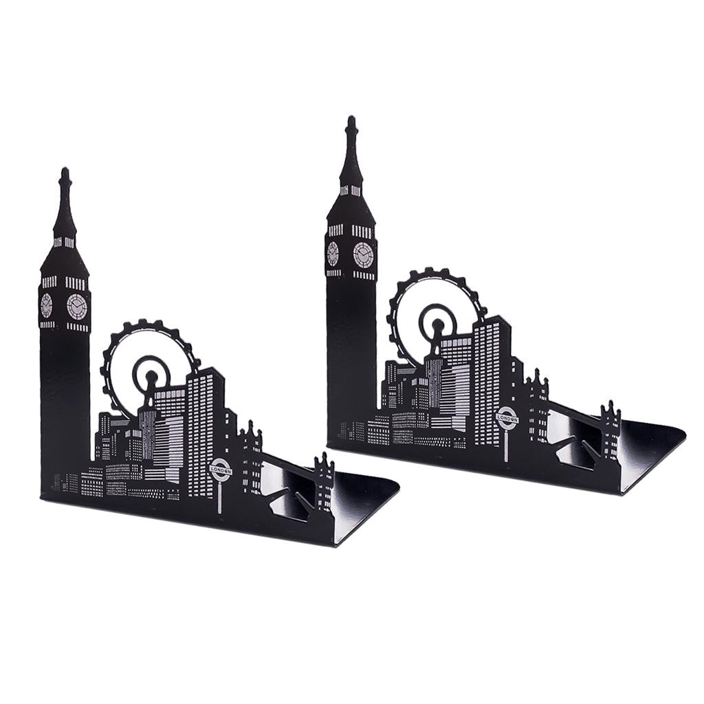 2 Pieces Office School Bookend Library Desk Book Stand Ferris Wheel City