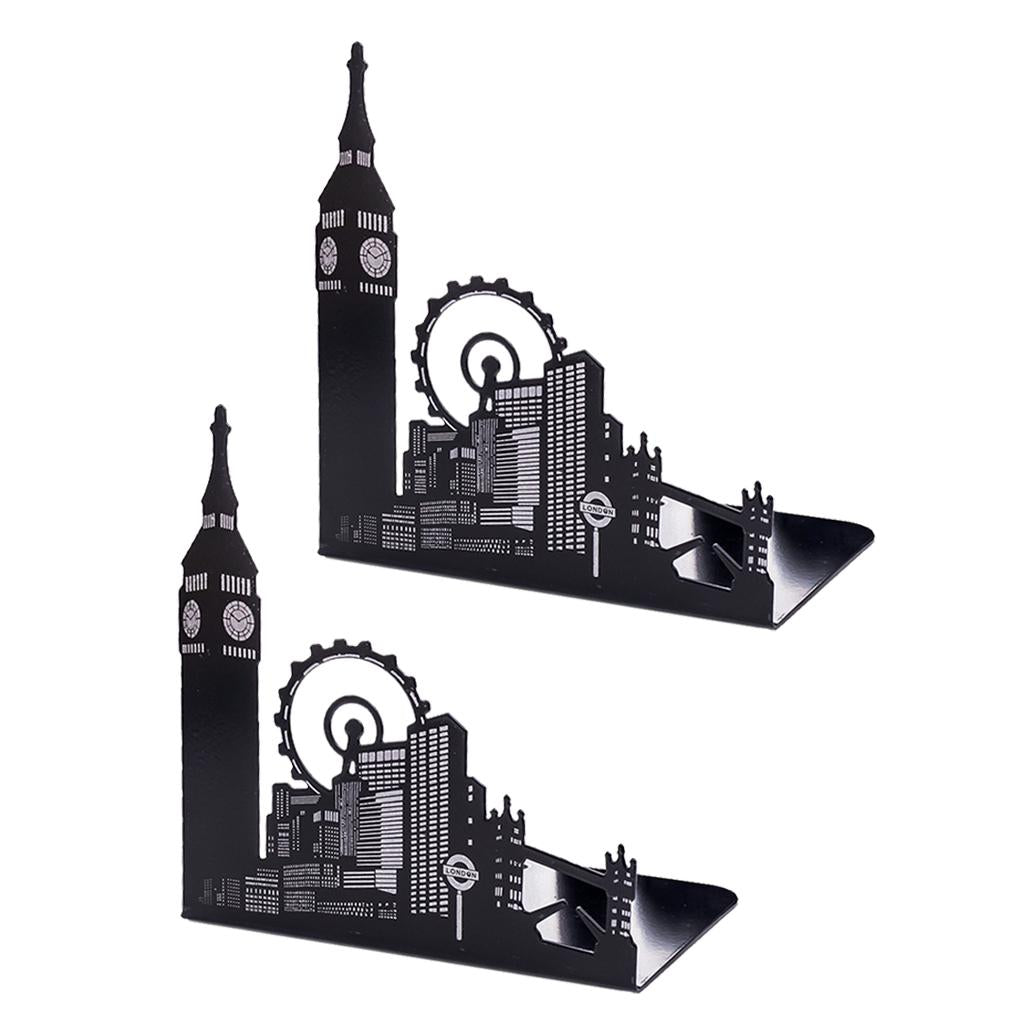 2 Pieces Office School Bookend Library Desk Book Stand Ferris Wheel City