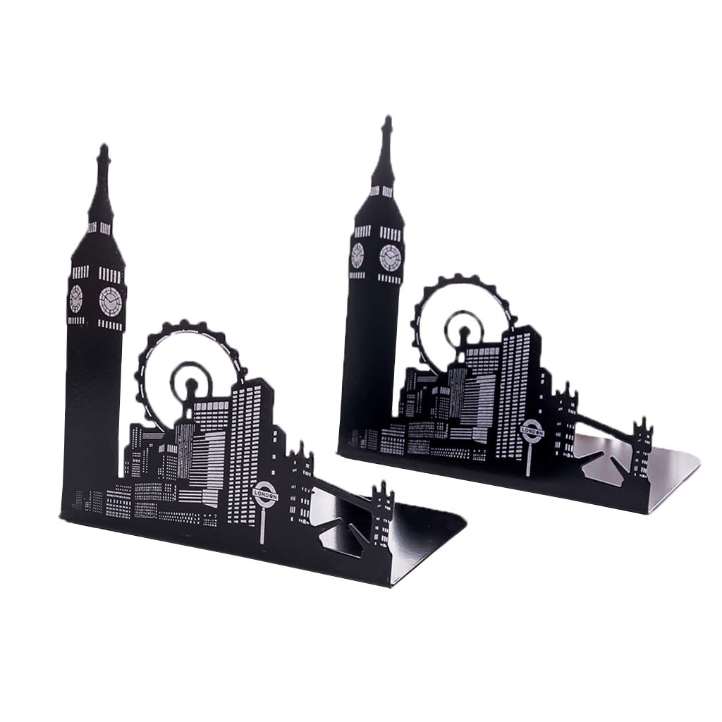 2 Pieces Office School Bookend Library Desk Book Stand Ferris Wheel City