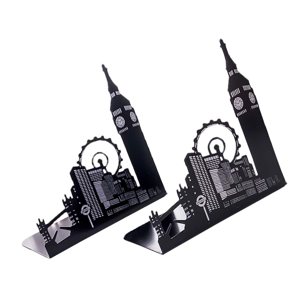 2 Pieces Office School Bookend Library Desk Book Stand Ferris Wheel City