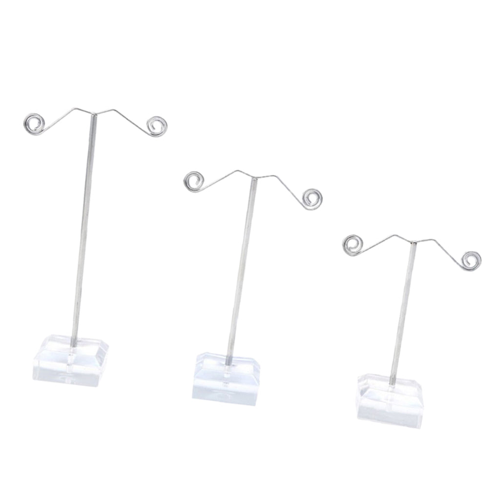 3Pcs Metal Tree Earring Necklace Display Jewelry Holder Stand Display Rack Transparent