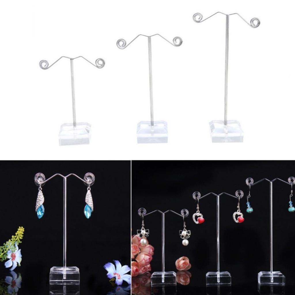 3Pcs Metal Tree Earring Necklace Display Jewelry Holder Stand Display Rack Transparent