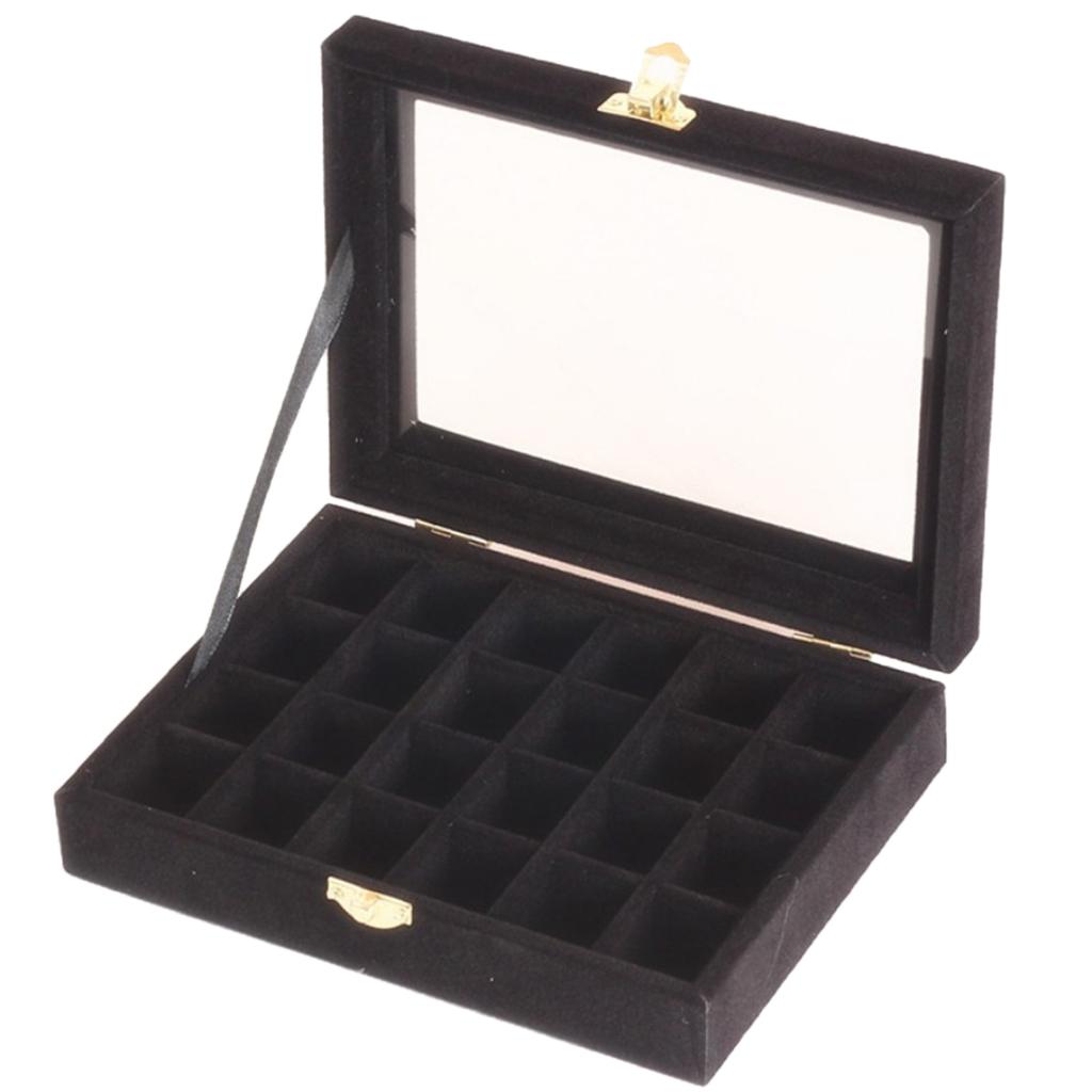 Jewelry Earring Display Case Storage Box Organizer Holder Gift 24slot Black