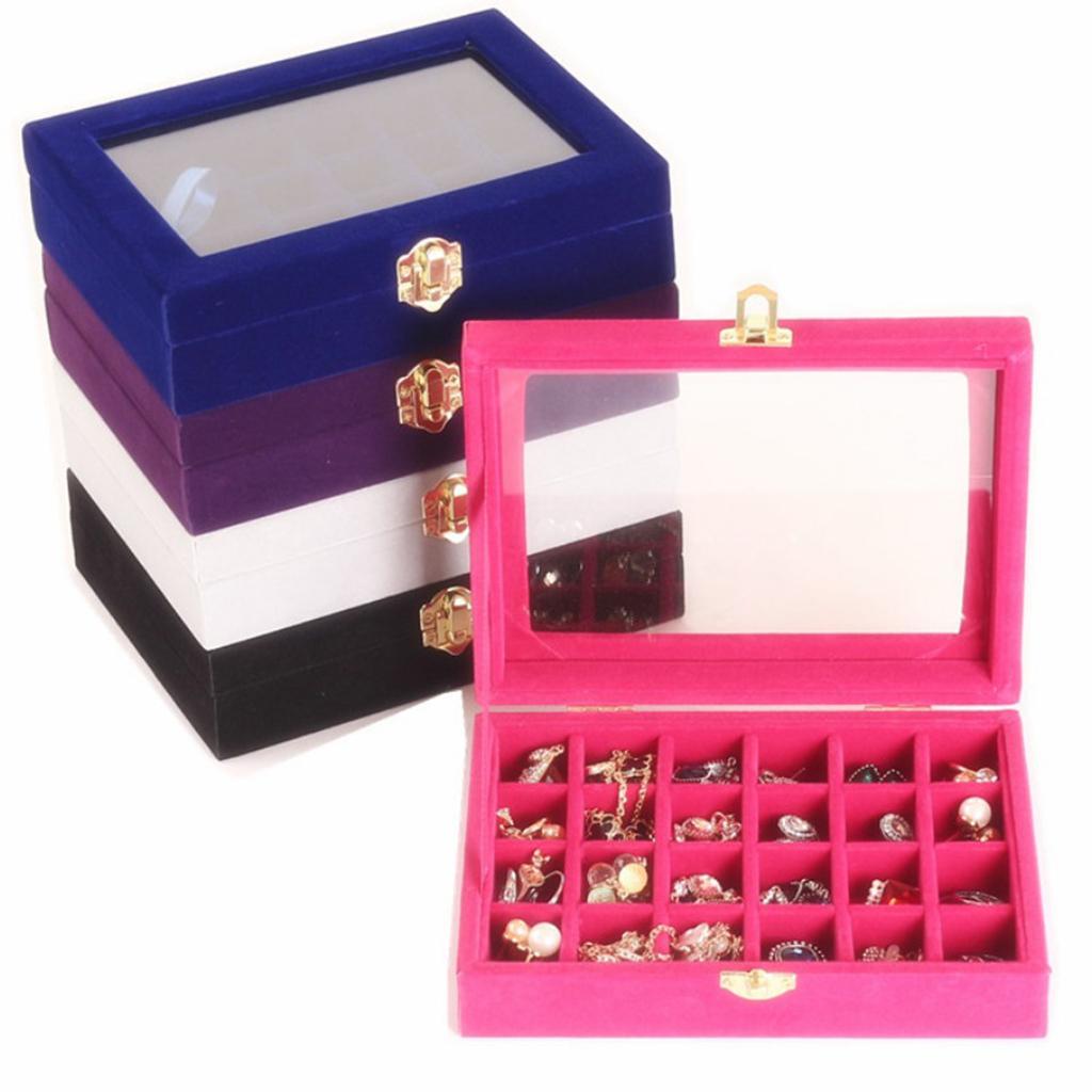 Jewelry Earring Display Case Storage Box Organizer Holder Gift 24slot Pink