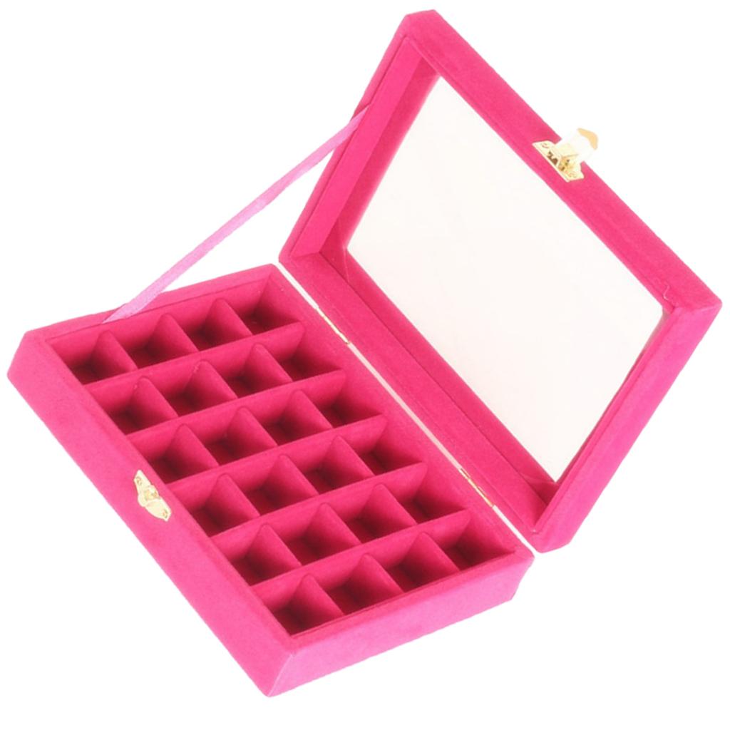 Jewelry Earring Display Case Storage Box Organizer Holder Gift 24slot Pink