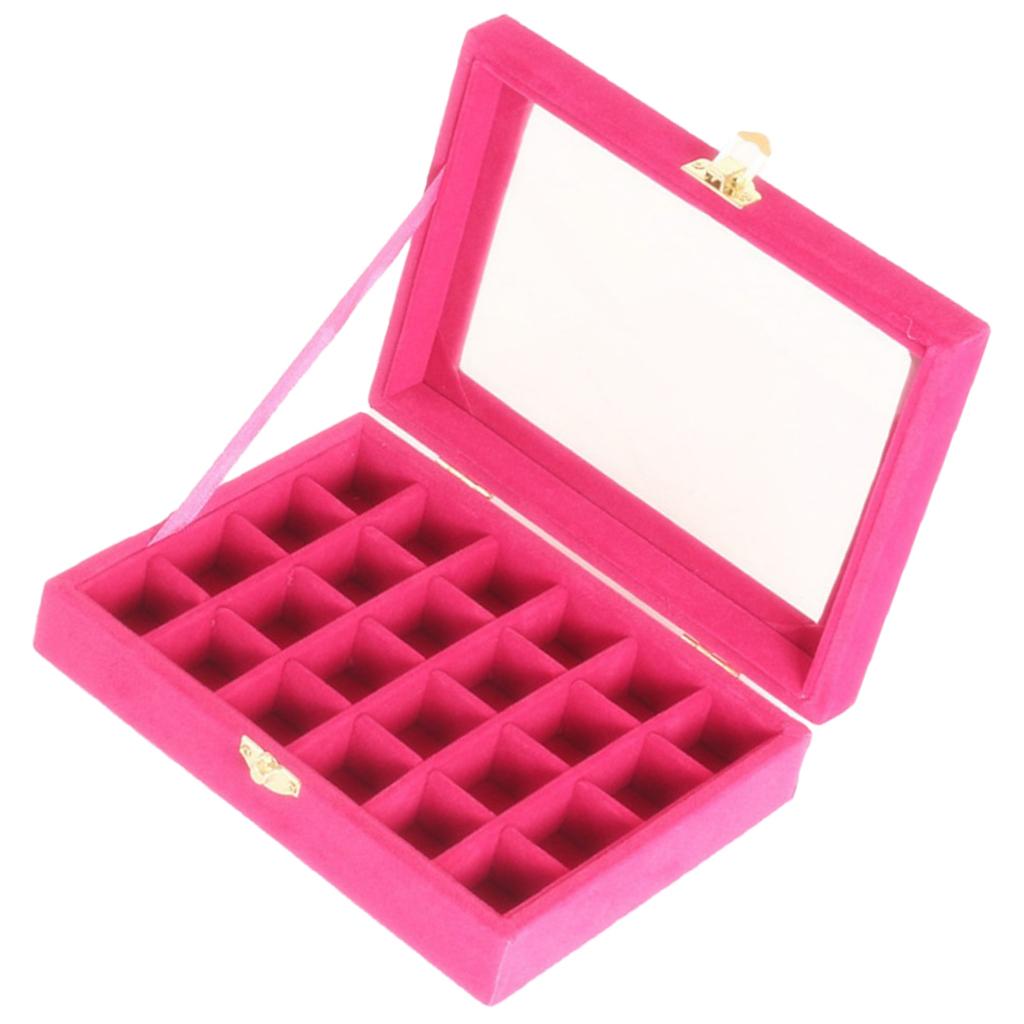 Jewelry Earring Display Case Storage Box Organizer Holder Gift 24slot Pink