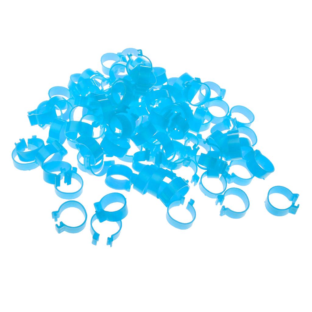 100x Chicken Poultry Leg Rings Bands Clip NO Numbers Blue 2.0cm Inner Dia.