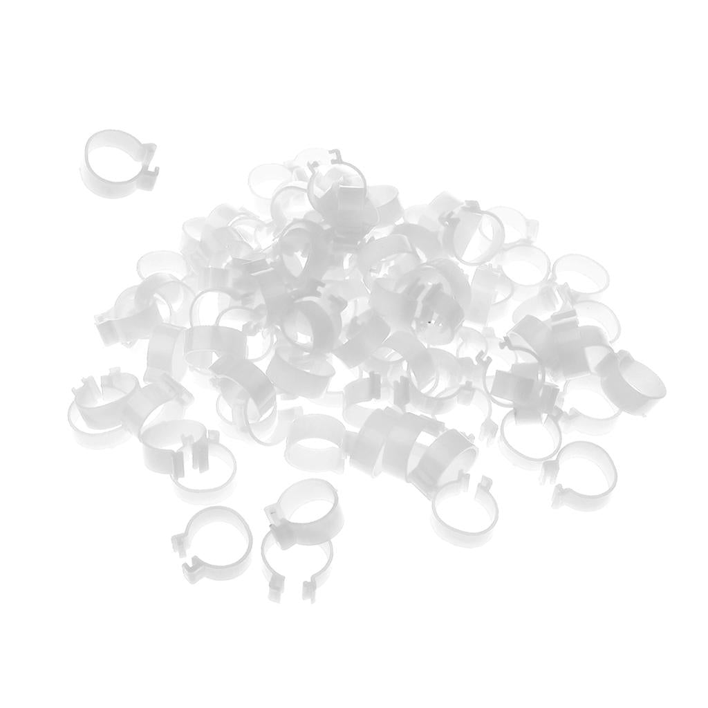 100x Chicken Poultry Leg Rings Bands Clip NO Numbers White 1.6cm Inner Dia.