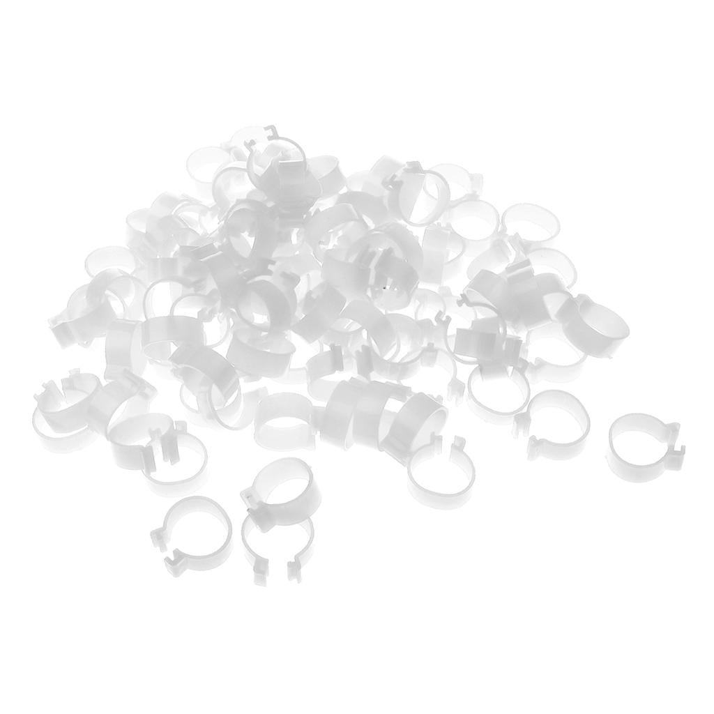 100x Chicken Poultry Leg Rings Bands Clip NO Numbers White 2.0cm Inner Dia.