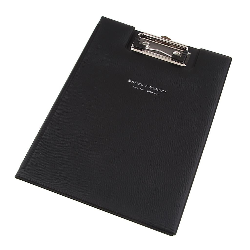 File Folder Paper Organizer Document Holder Writing Pad Black PU Leather