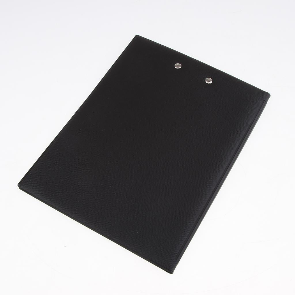 File Folder Paper Organizer Document Holder Writing Pad Black PU Leather