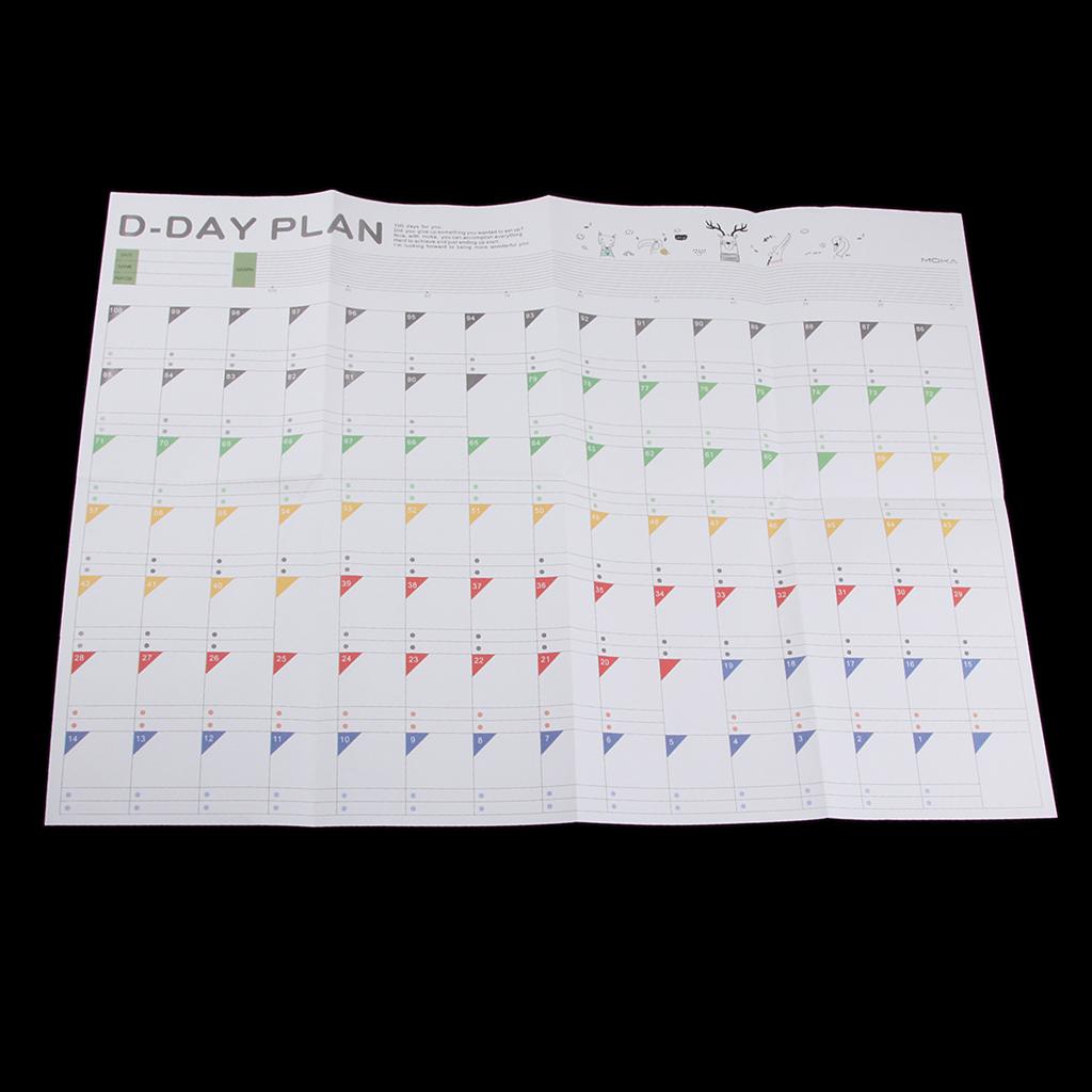 10PCS 100 Days Countdown Schedule Wall Calendars Day Planner Jumbo Overview